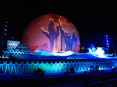 25 meter Stratosphere Projection Dome Stage Design Wonders of Angola TV Show Angola
